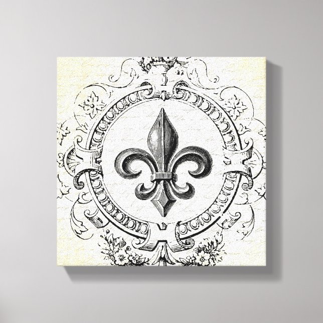 Canvas esticada Vintage French Fleur de Lis (Frente)