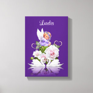 Canvas Esticadas Imprimir Anjo Brancos Púrpura