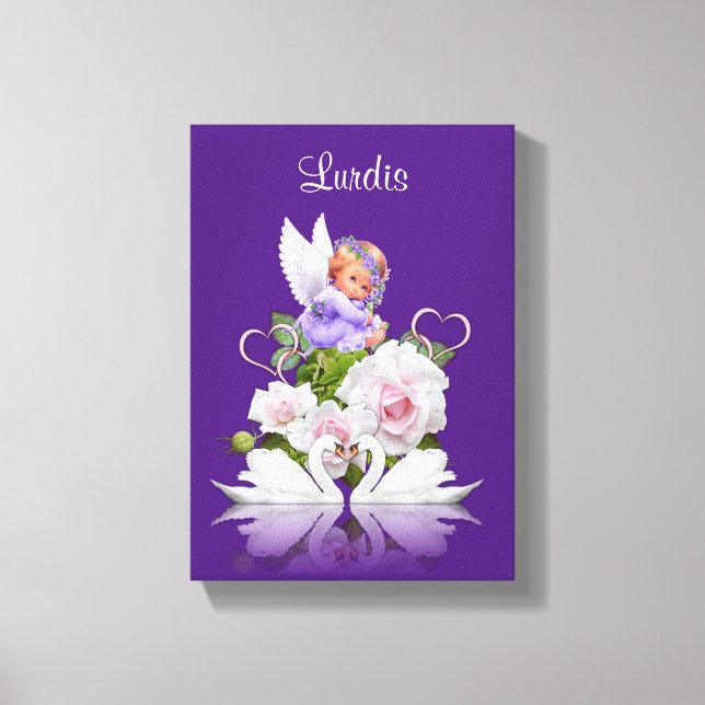Canvas Esticadas Imprimir Anjo Brancos Púrpura (Frente)