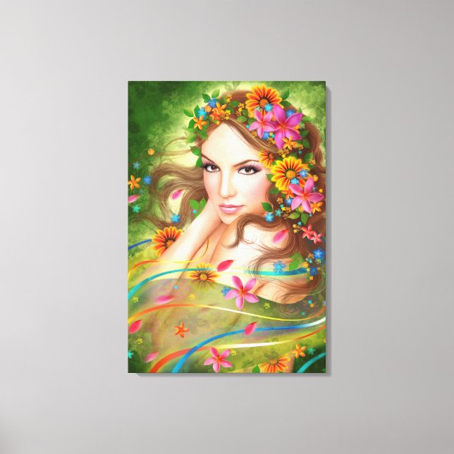 Canvas Fantasy Linda fada de flores (Frente)