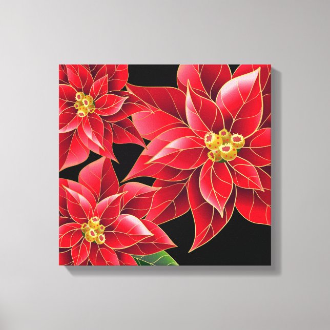 Canvas Feriada - Poinsettias Vermelhas (Frente)
