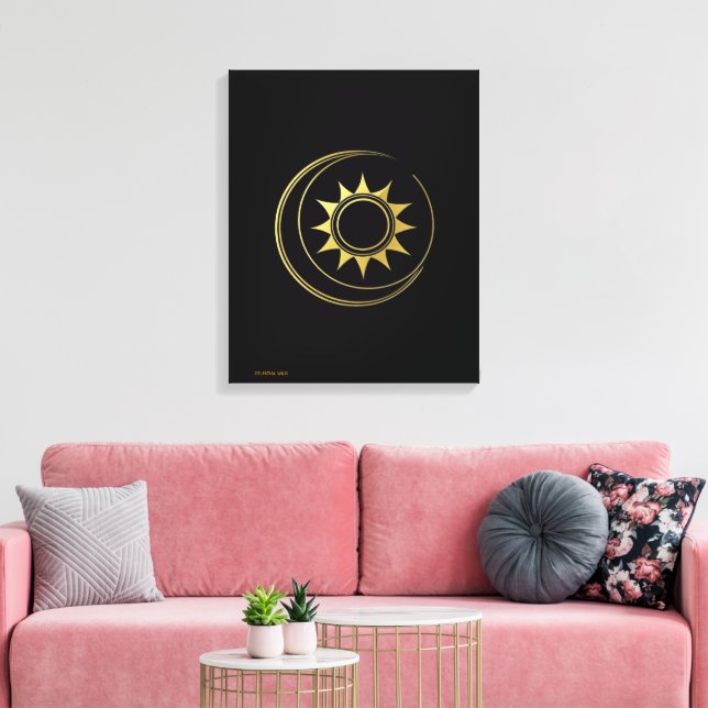 Canvas Golden Celestial Harmony Moon Sun Art (Insitu(Sala de estar))