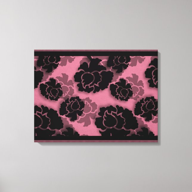 Canvas Grungente de Decadência Floral, Rosa (Frente)