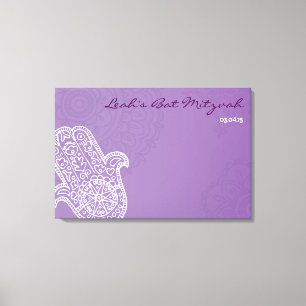 Canvas Hemsa Bat Mitzvah Sign-in Conselho-roxo