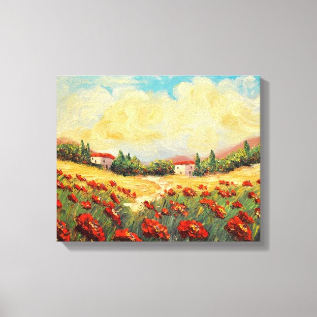 Canvas Impressionista de Poppies Vermelhos Frances (Frente)