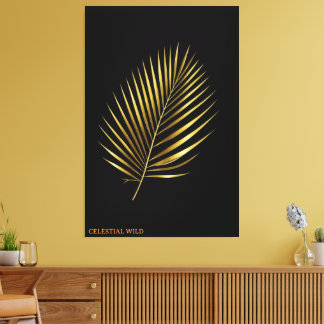 Canvas Majestic Golden Palm Frond Tropical Art
