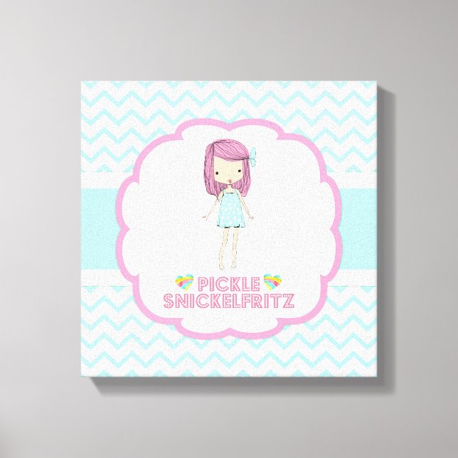 Canvas Pickle Snickelfritz 12x12 - Teal Chevron (Frente)