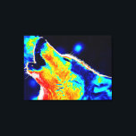 Canvas Pop de Lobo Vermelho Azul<br><div class="desc">Estilo de pop Art Howling Wolf Portrait - Trabalhos de arte digitais de animais selvagens</div>