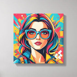 Canvas Pop de Retrato Quadrado Colorido