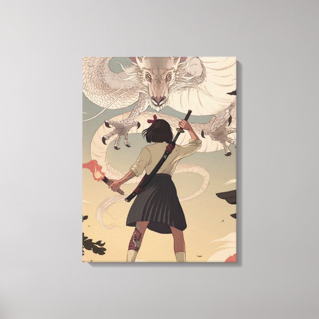 Canvas Premium (Gloss) de garotas de anime vertica (Frente)