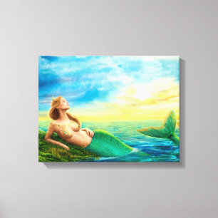 Canvas Print Fantasy sereia no pôr do sol