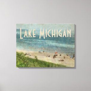 Canvas retros do prêmio da praia do Lago Michigan