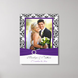 Canvas Roxo, Preto, Casamento tema damasco Branco