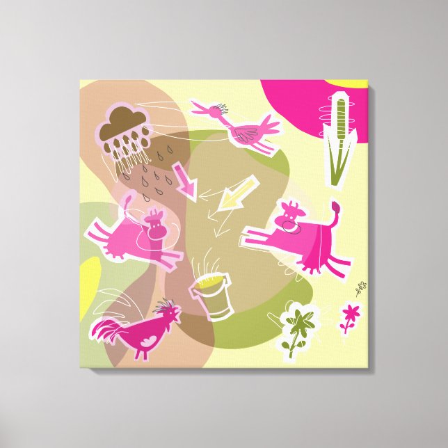 canvas roze koeien (Frente)