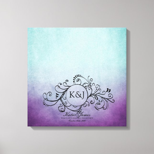 Canvas Rustic Teal and Purple Bohemian Guest Book (Frente)