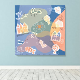 canvas stad blauw