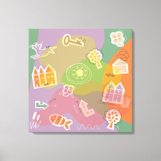 canvas stad huizen oranje