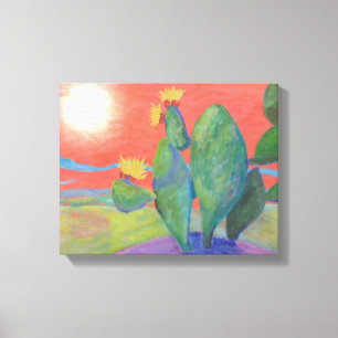 Canvas Sunset Cactus