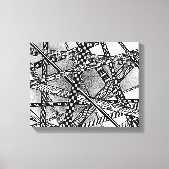 Canvas Topsy Turvine Entwined Black and White Line (Frente)