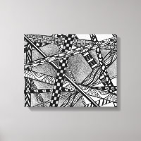 Canvas Topsy Turvine Entwined Black and White Line