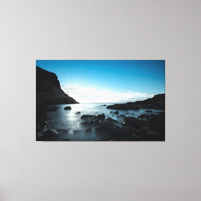 Canvas Triptych Azul Sunset Premium Molhada (Frente)