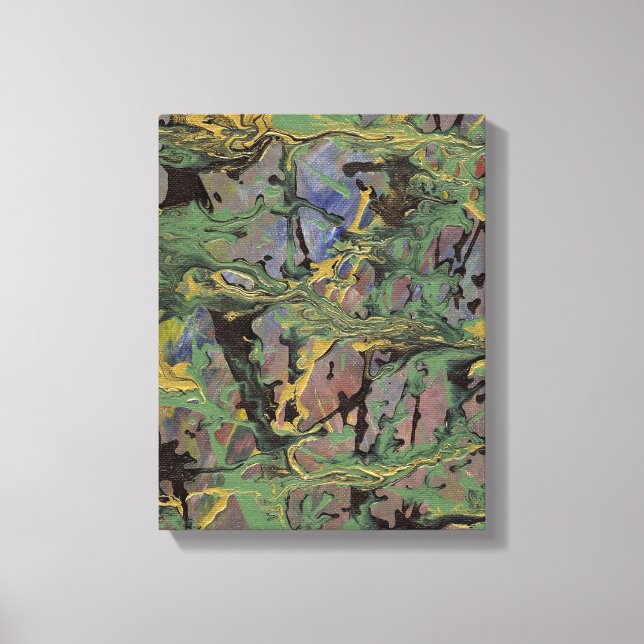 Canvas verde, Dourada e azul de arte recortada (Frente)