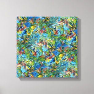 Canvas vermelha, amarela, azul e verde