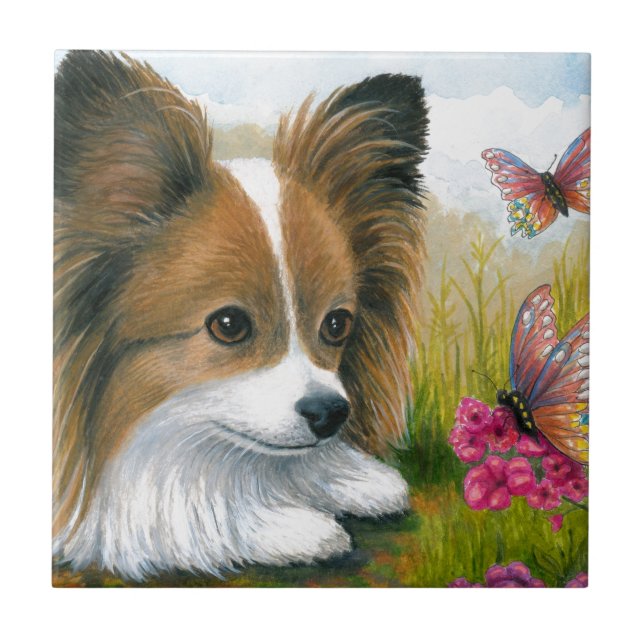 Cão 123 Cão Papillon com Borboletas (Frente)