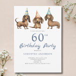 Cão 60º Convite de aniversário de Dachshund Cute<br><div class="desc">Cão-dachshund 60º convite de aniversário. Fácil de mudar o texto. design de aquarela bonito.</div>