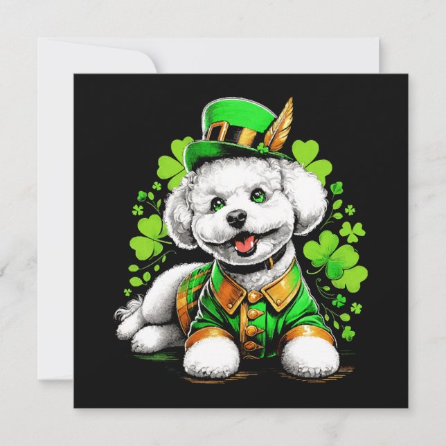 Cão Bichon Frise Dia de São Patrício (Frente)