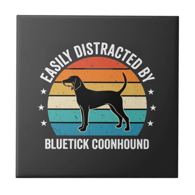 Cão Bluetick Coonhound Pôr do Sol Retro (Frente)