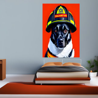 Cão-bombeiro preto e branco | AI Art Poster