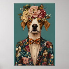 Cão Brittany Spaniel Em Poster De Terno, Brittany