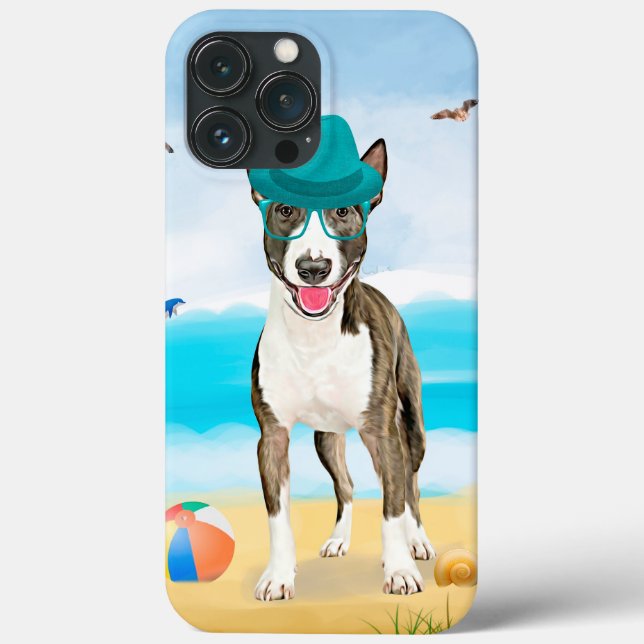 Cão Bull Terrier na Praia (Verso)