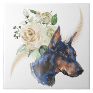 Cão-Buquê Doberman Pinscher de Rosa Branco