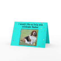 Cão, cesta, & doces engraçados do cartão de páscoa