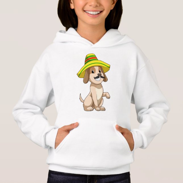Cão como mexicano com chapéu de palha (Frente)