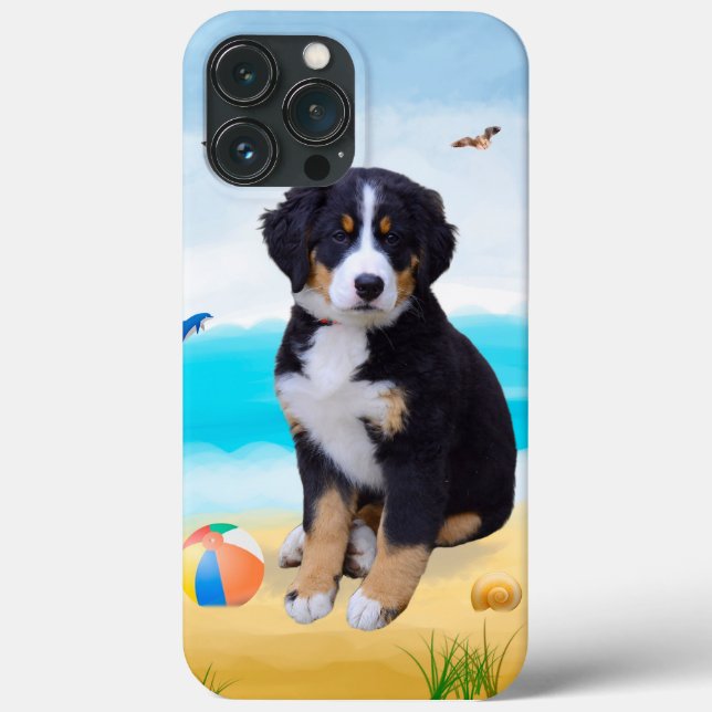 Cão da Montanha Bernese na Praia (Verso)