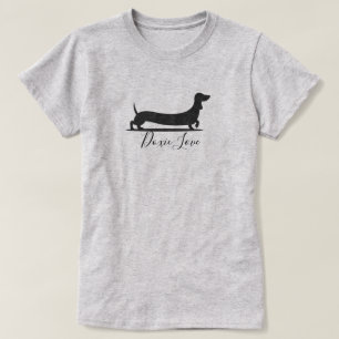 Cão Dachshund Amor Camisa Básica