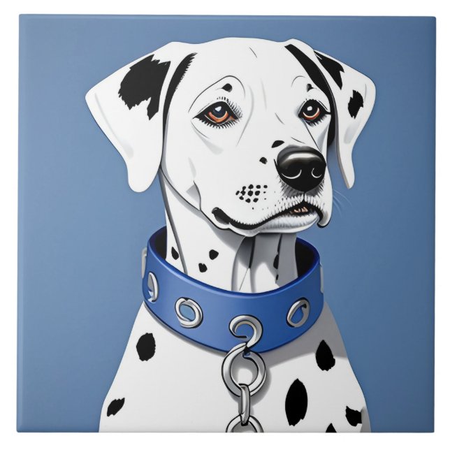 Cão Dalmata Usando uma Coleira Azul (Frente)