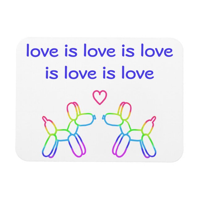 Cão de Balão Arco-íris do Cartão de Ímã de Amor é  (Horizontal)