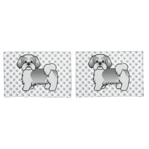 Cão De Cartoon De Silver E White Shih Tzu Cute