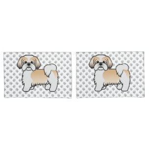 Cão de Cartoon Dourado e branco Shih Tzu Cute