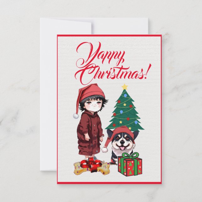 Cão de Corgi Cute Personalizado com Cartão Xmas Ra (Frente)