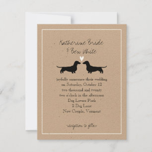 Cão de Dachshund Silhuettes Convite para Casament