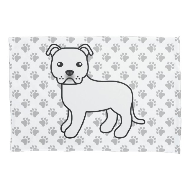 Cão de desenho animado fofo & patas da raça Staffi (Frente)