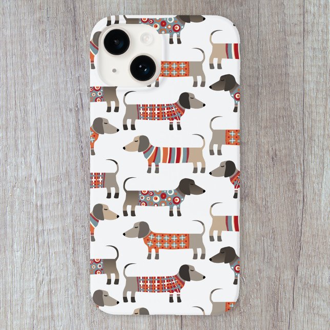 Cão de Enchimento (Fun Dachshund wiener sausage dog pattern cell phone case for animal lovers.)