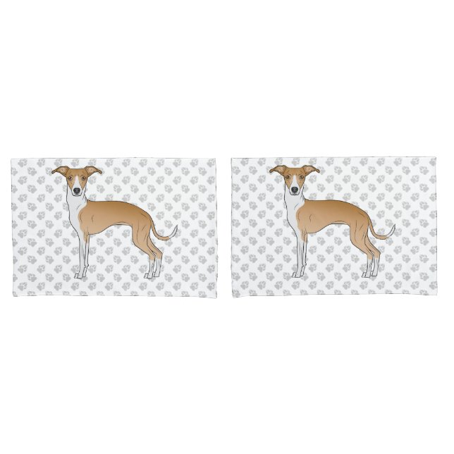 Cão De Greyhound Italiano Branco E Fawn Com Patas (Frente - conjunto)