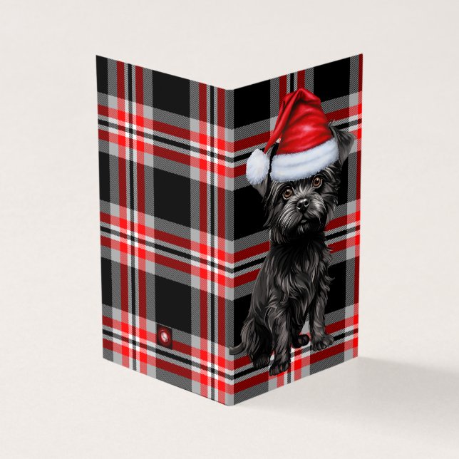 Cão de Natal Affenpinscher com Xadrez de Férias (Exterior)