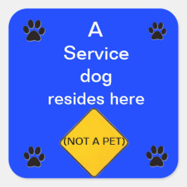 Cão de serviço vive aqui o adesivo azul